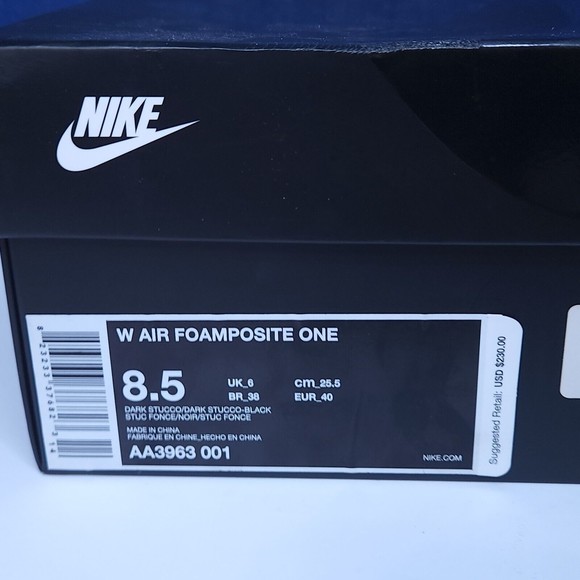 NIKE AIR FOAMPOSITE ONE DARK STUCCO/BLACK SIZE WOMEN'S 8.5 [AA3963-001] - Picture 11 of 12